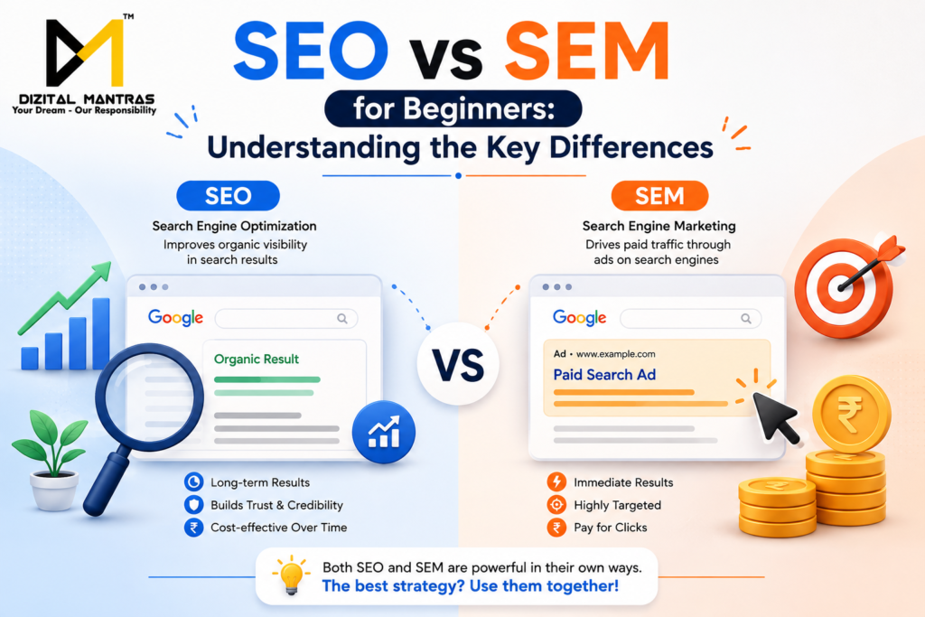 SEO vs SEM for Beginners: Understanding the Key Differences between Organic SEO and Paid Search Marketing